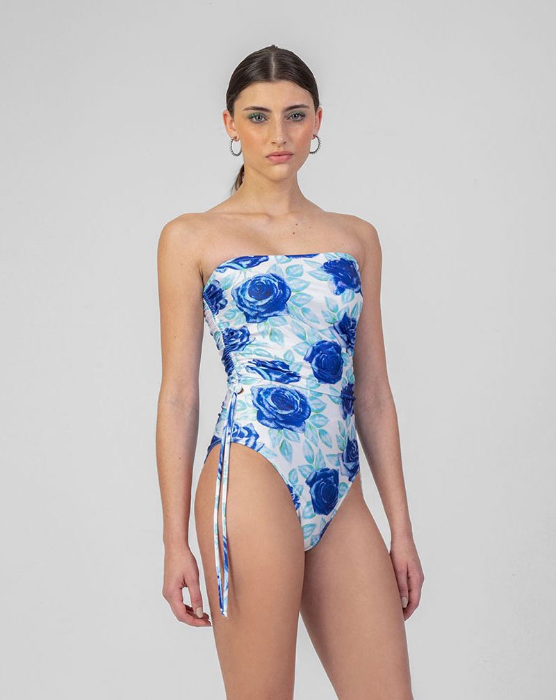 One piece swimsuit (SW200 Floral blue)