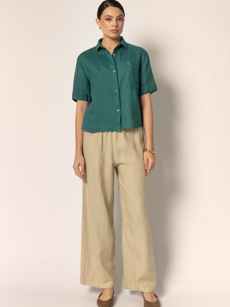 Linen Relaxed Short Sleeve Shirt (81391)